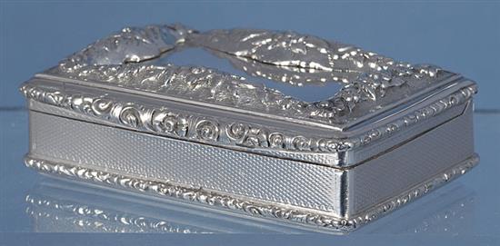 An early Victorian silver table snuff box, by Edward Smith, Length: 93mm Weight: 6.8oz/214grms